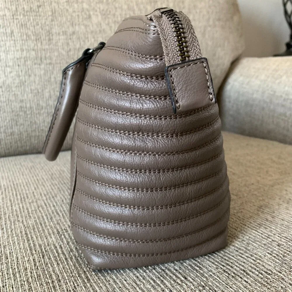 NWT Botkier Leather Top Handle Moto Satchel Winter Grey Quilted Panels MSRP $248 - Picture 8 of 15